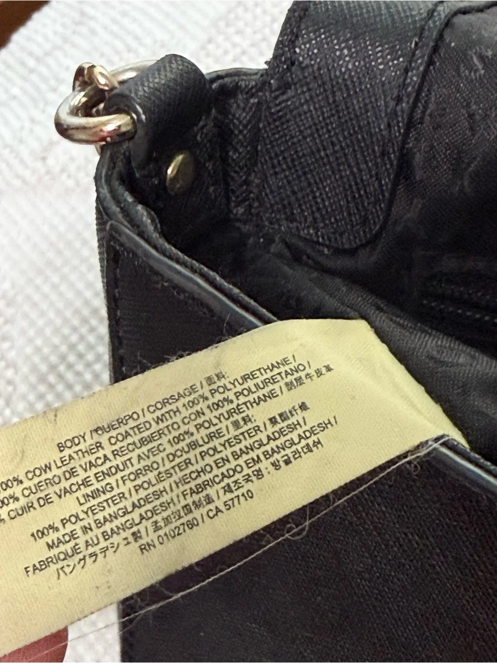 Kate Spade New York Black Saffiano Leather Crossbody Bag Gold Chain Accent‎